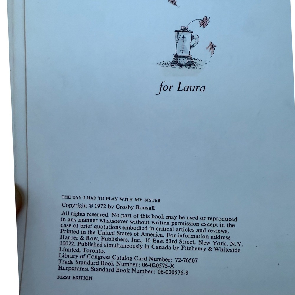 The Day I Had to Play with My Sister Crosby Bonsall 1972 First Edition Book - Picture 3 of 4